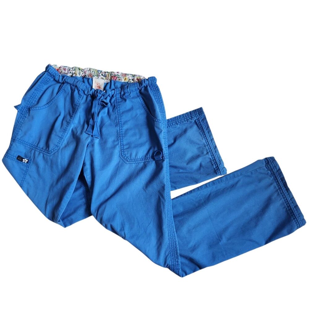 Koi 701T Lindsey Cargo Scrub Pants M/T Galaxy Blue 7 Pocket D-Ring Bungee Hem